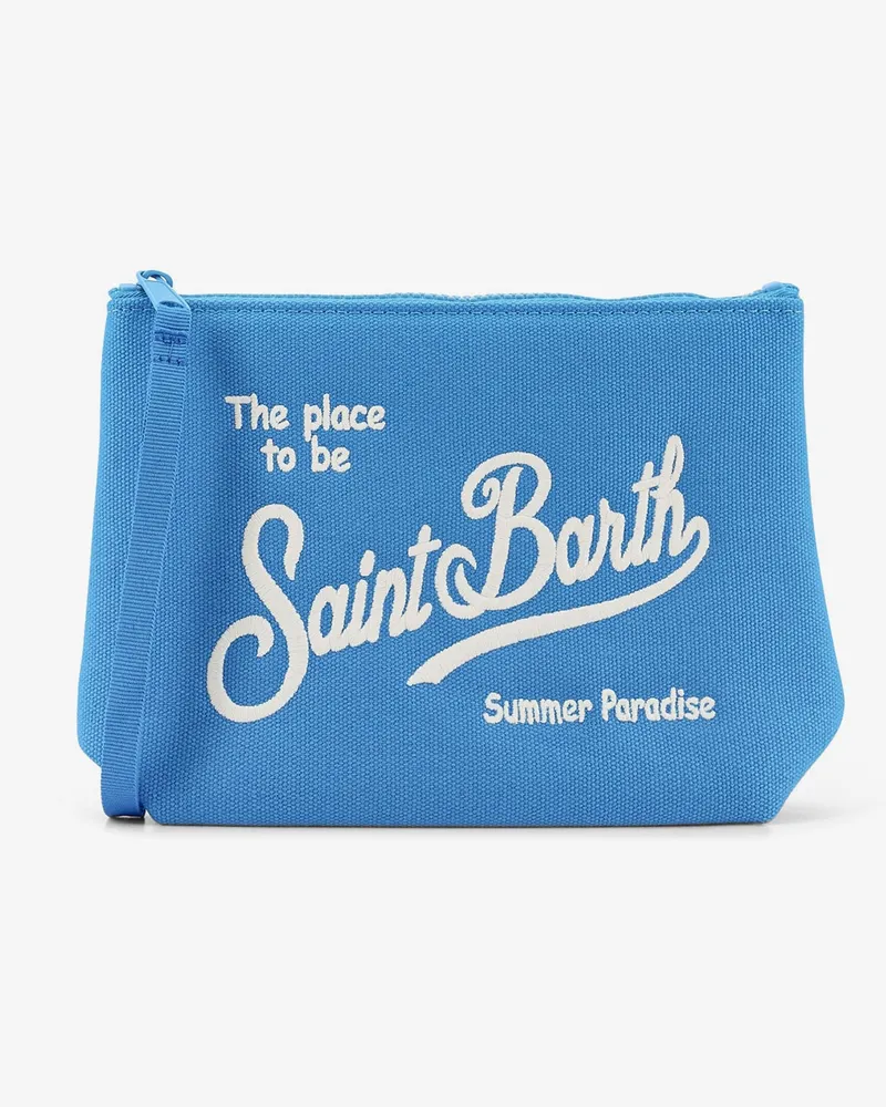 MC2 Saint Barth Aline canvas clutch bag with front logo -  - gender_Man Blue