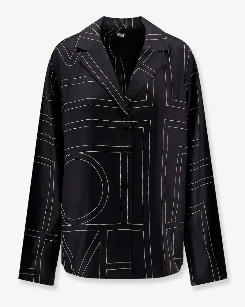 Totême Silk shirt with all-over monogram -  - gender_Woman Black