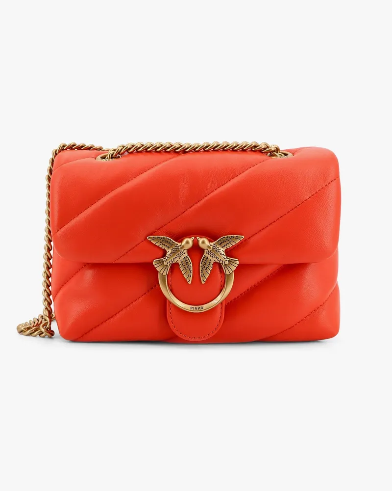 Pinko Matelassé leather shoulder bag with iconic love birds buckle -  - gender_Woman Red