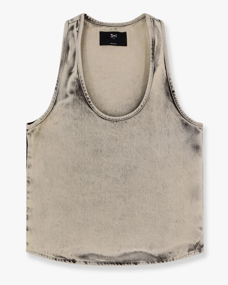 3x1 Moon stone-washed denim tank top -  - gender_Woman Grey