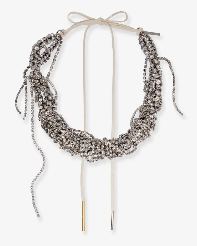 Dries van Noten W261 brass necklace with rhinestone detail -  - gender_Woman Silver