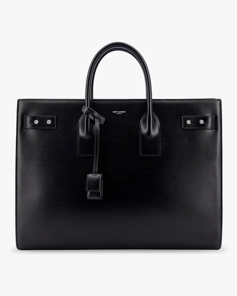 Saint Laurent Leather handbag with frontal logo print -  - gender_Man Black