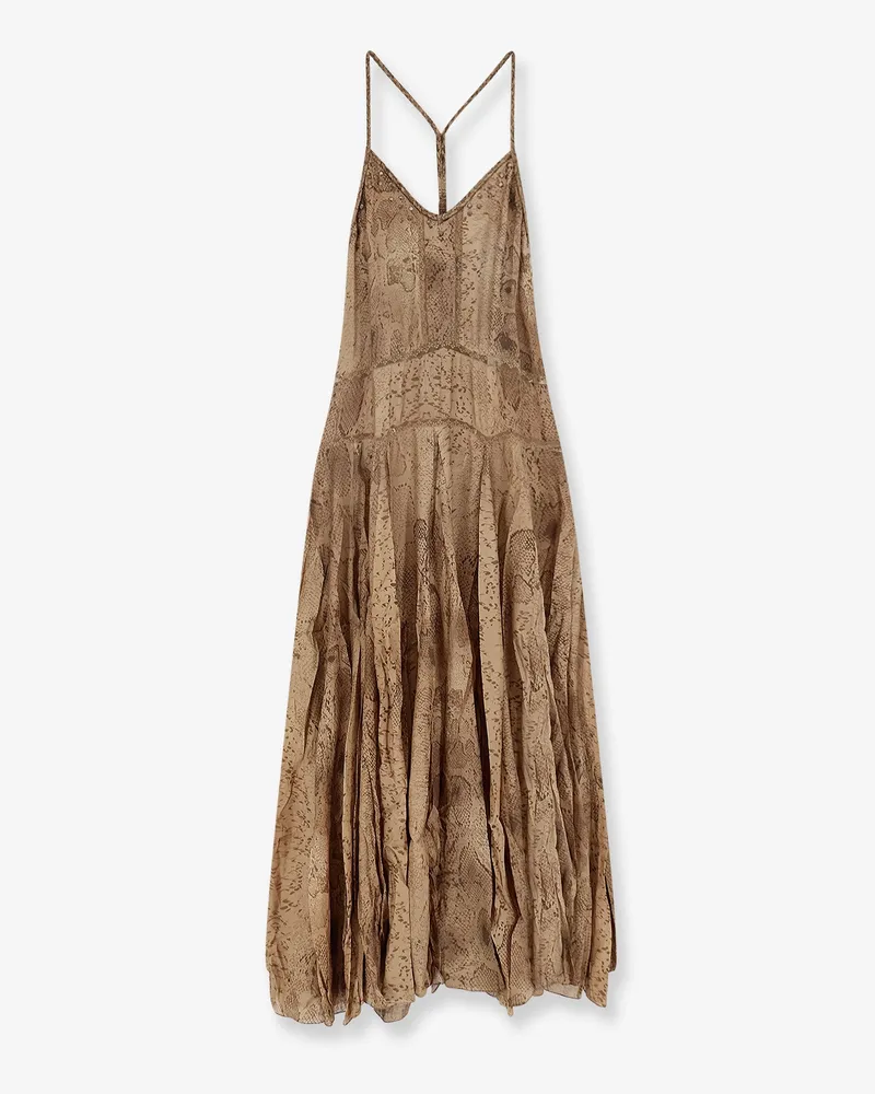 Mes Demoiselles Long viscose dress with snake print -  - gender_Woman Brown