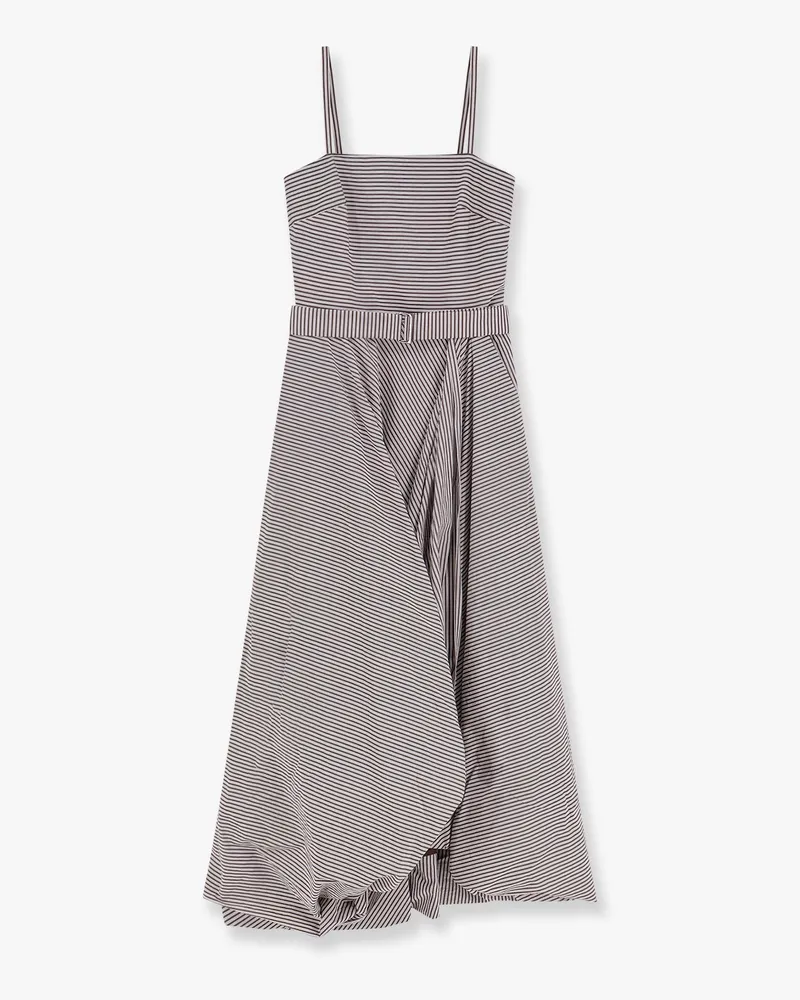 Brunello Cucinelli Striped cotton long dress with wide panel -  - gender_Woman Brown