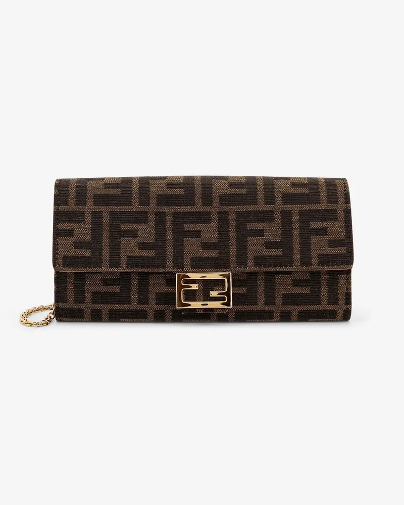 Fendi Continental With Chain Baguette FF jacquard fabric crossbody bag -  - gender_Woman Brown