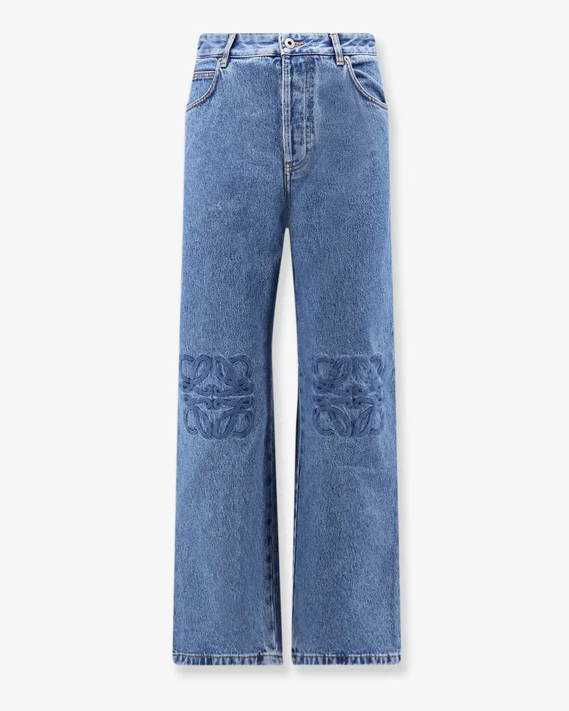 Loewe Anagram Baggy Jeans with embroidery on the front -  - gender_Man Blue