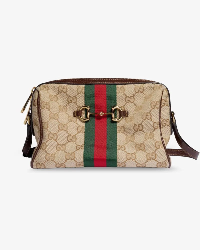 Gucci Camera bag GG fabric crossbody bag with metal Horsebit -  - gender_Woman Beige