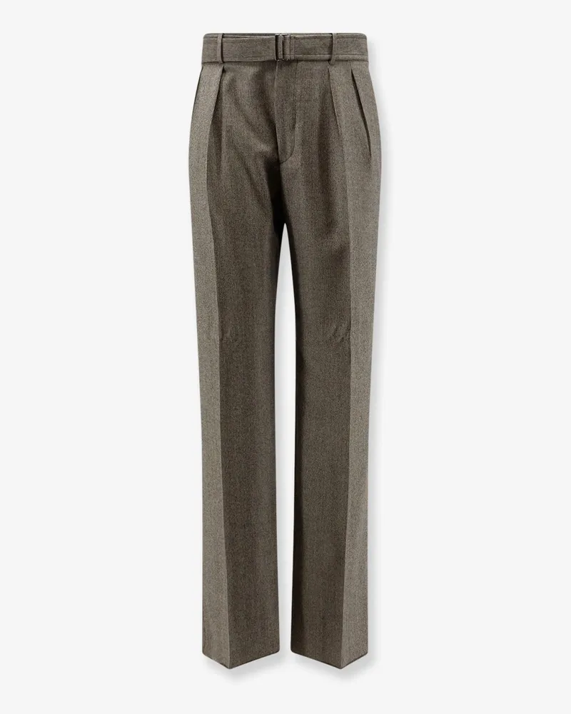 Tagliatore Nevil virgin wool trousrs with belt -  - gender_Man Brown