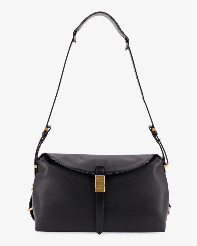 Pinko Leather shoulder bag with metal detail with engraved logo -  - gender_Woman Black