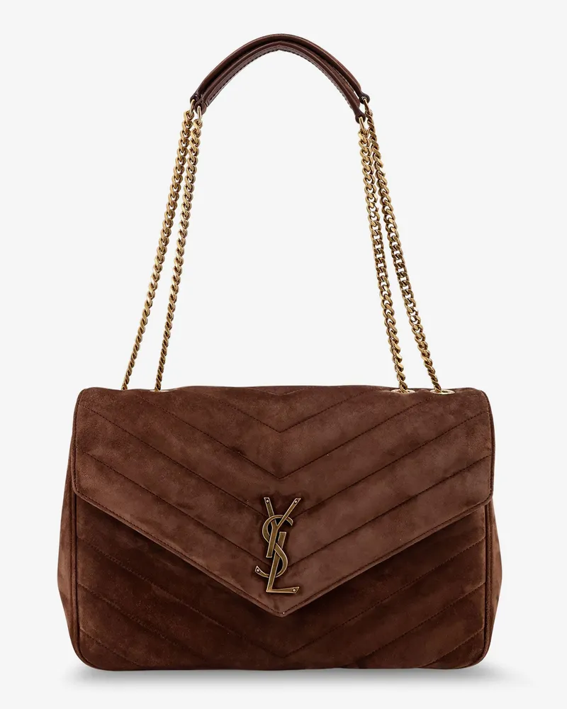 Saint Laurent Loulou Large matelassé suede shoulder bag -  - gender_Woman Brown