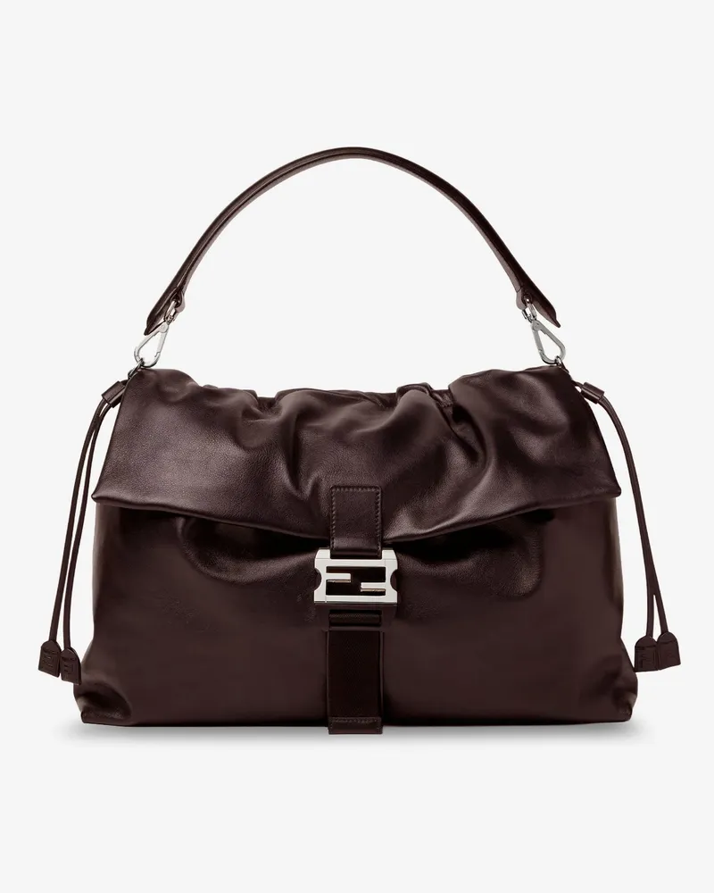 Fendi Flux Maxi Messenger leather shoulder bag - FENDI - gender_Man Brown