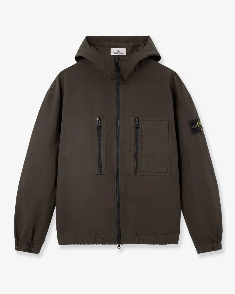 Stone Island Hooded organic cotton jacket -  - gender_Man Green