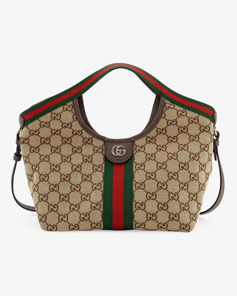 Gucci Giglio GG Supreme Fabric and leather tote bag - GUCCI - gender_Woman Beige