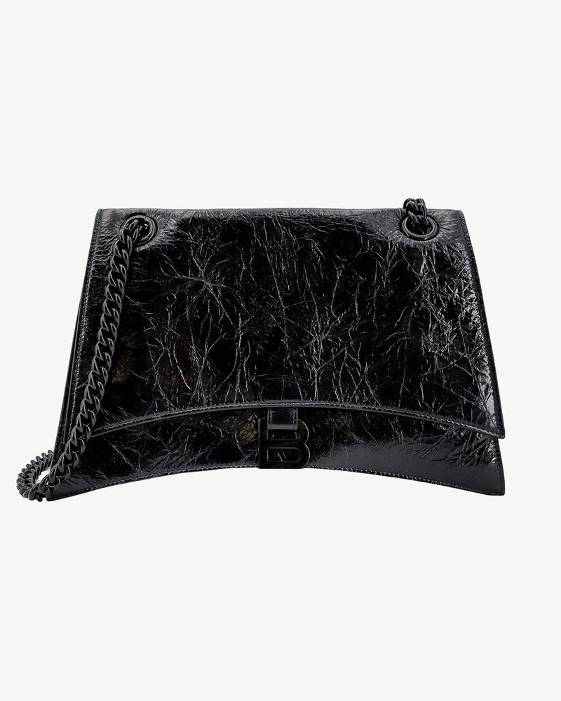 Balenciaga Patent leather shoulder bag with frontal monogram -  - gender_Woman Black