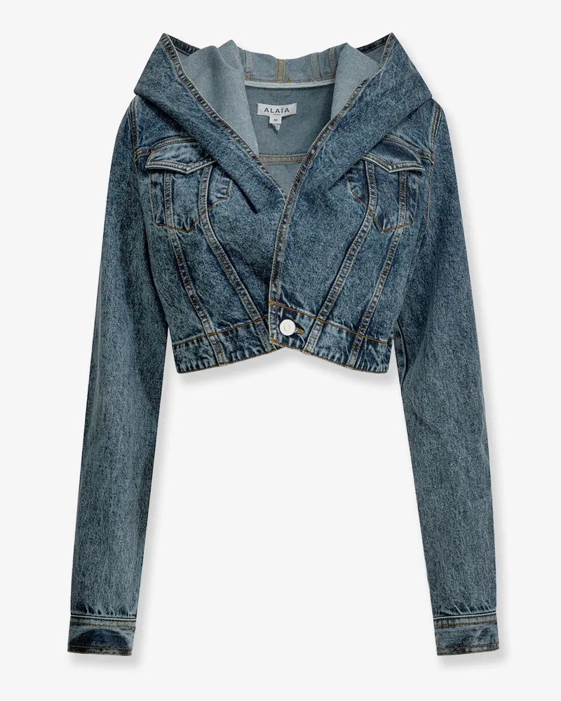 Alaïa Hooded denim jacket -  - gender_Woman Blue