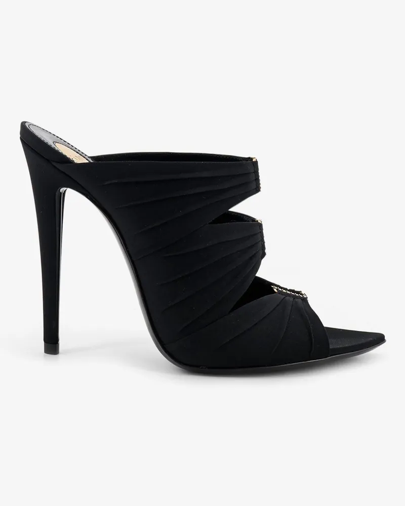 Saint Laurent Emilie satin sandals with rhinestone logo detail -  - gender_Woman Black