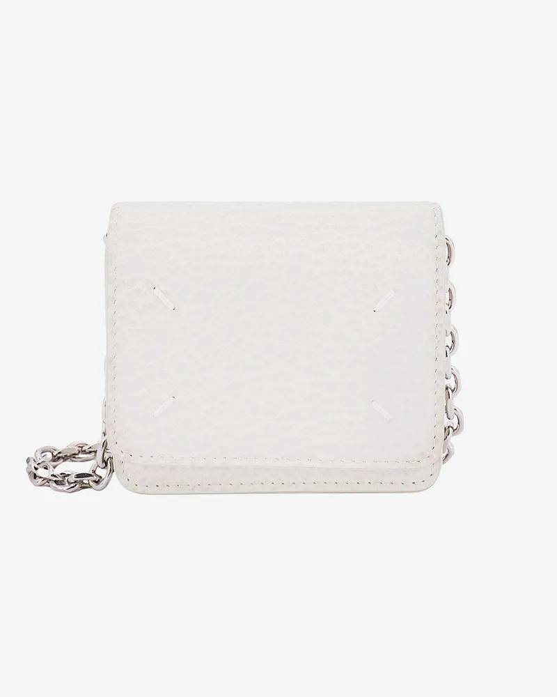 Maison Margiela Leather card holder with iconic stitching -  - gender_Woman White