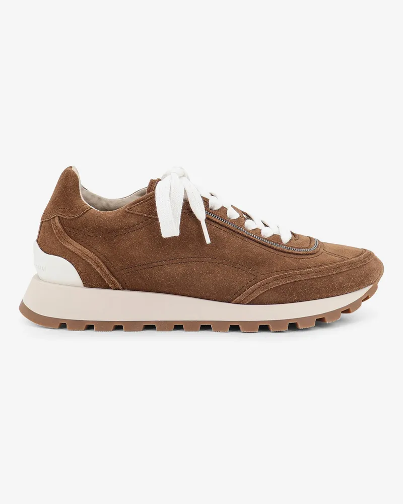 Brunello Cucinelli Suede sneakers with Monili embellishment -  - gender_Woman Brown