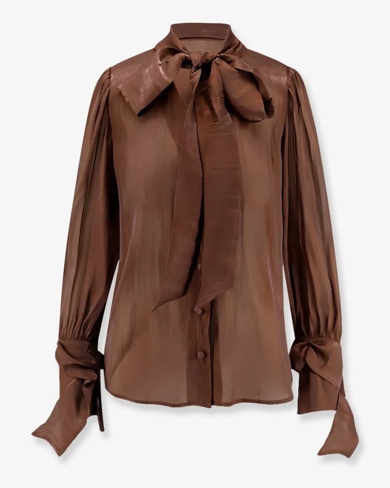 ACTUALEE Satin shirt with padded shoulders -  - gender_Woman Brown