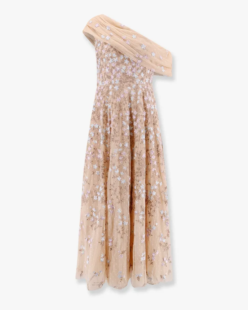 Needle & Thread One-shoulder long dress with multicolor embroidery -  - gender_Woman Beige