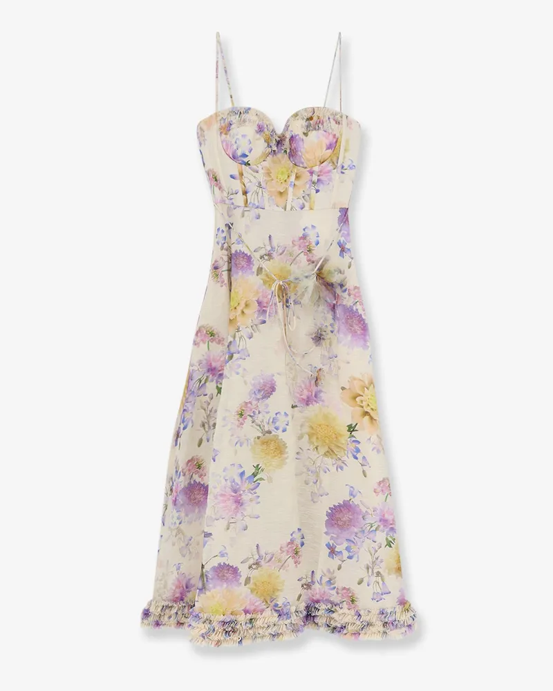 Zimmermann Luna silk and linen blend midi dress -  - gender_Woman Beige