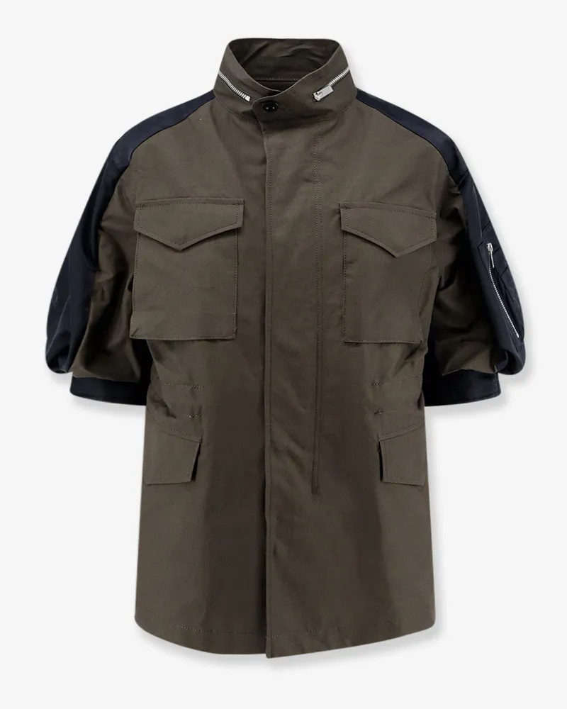 Sacai Canvas jacket with nylon sleeves -  - gender_Woman Green