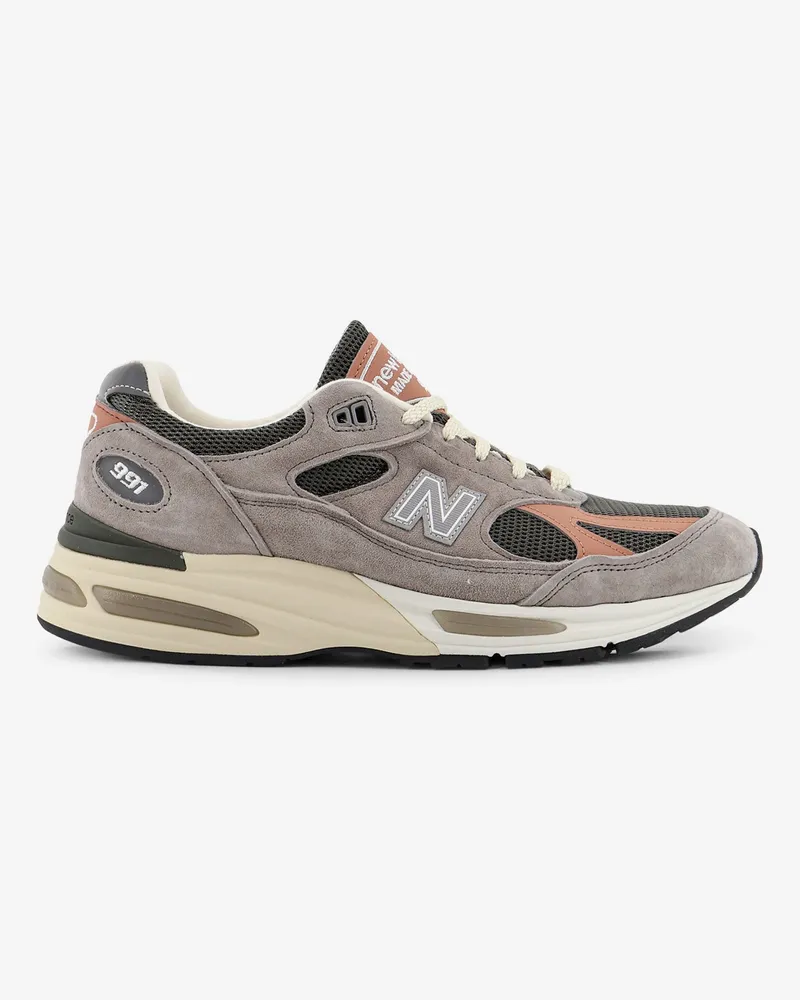 New Balance Suede and mesh sneakers with side logo -  - gender_Man Grey