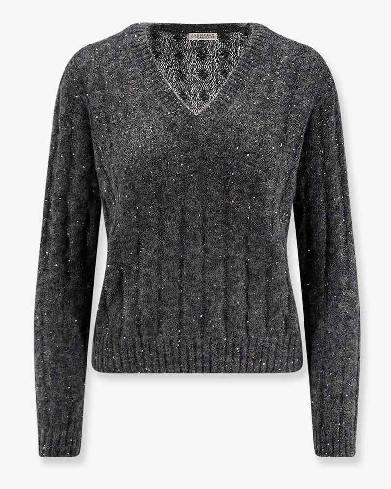 Brunello Cucinelli Wool blend sweater with all-over sequins -  - gender_Woman Grey
