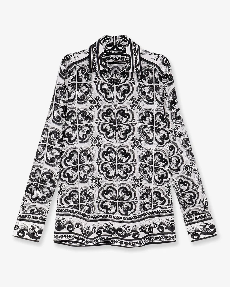 Dolce & Gabbana Silk shirt with Maiolica print -  - gender_Man Black