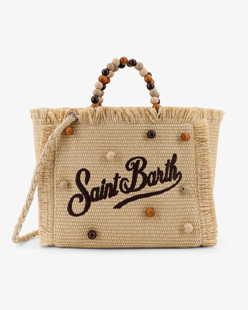 MC2 Saint Barth Colette Straw raffia handbag with wooden beads -  - gender_Woman Beige