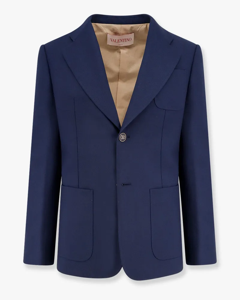 Valentino Garavani Virgin wool blazer with logoed buttons -  - gender_Man Blue