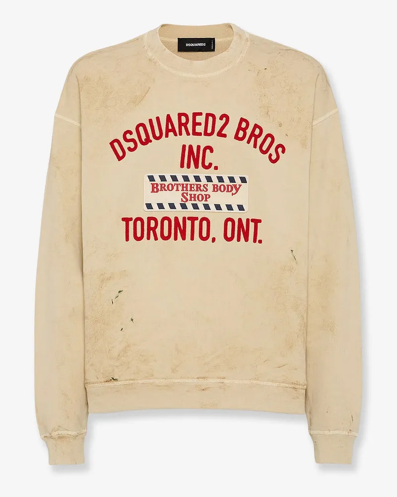 Dsquared2 Cotton sweatshirt with distressed effect -  - gender_Man Beige