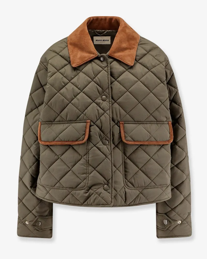 Miu Miu Quilted nylon jacket with suede details -  - gender_Woman Green