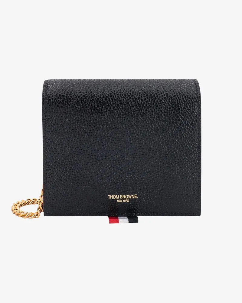 Thom Browne Leather card holder with removable shoulder strap -  - gender_Woman Black