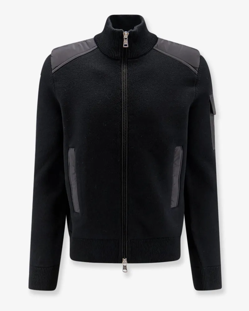 Moncler Virgin wool cardigan with Logo patch -  - gender_Man Black