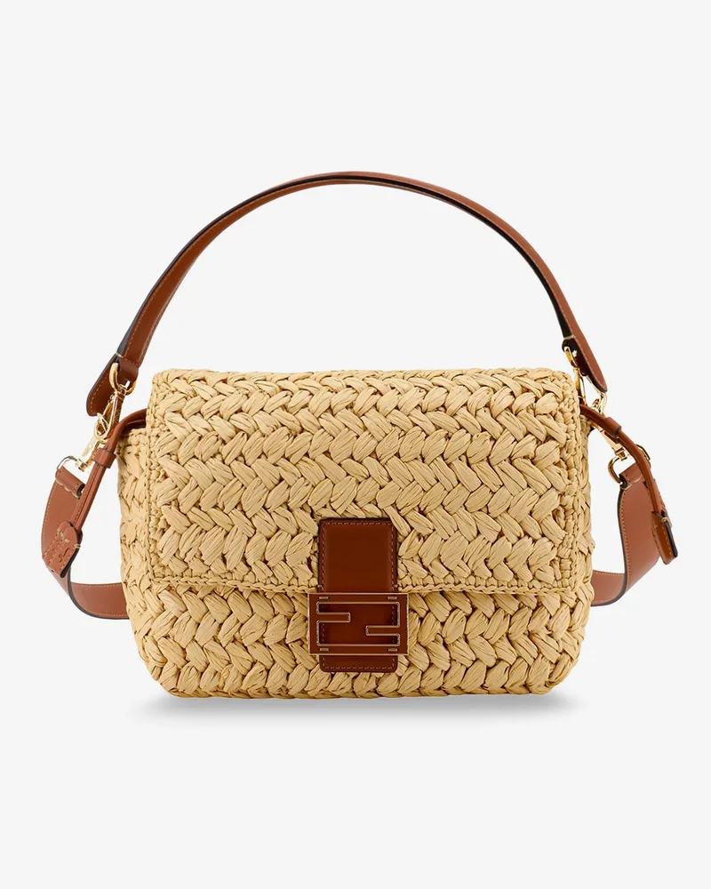 Fendi Mamma Baguette Medium raffia crossbody bag -  - gender_Woman Beige