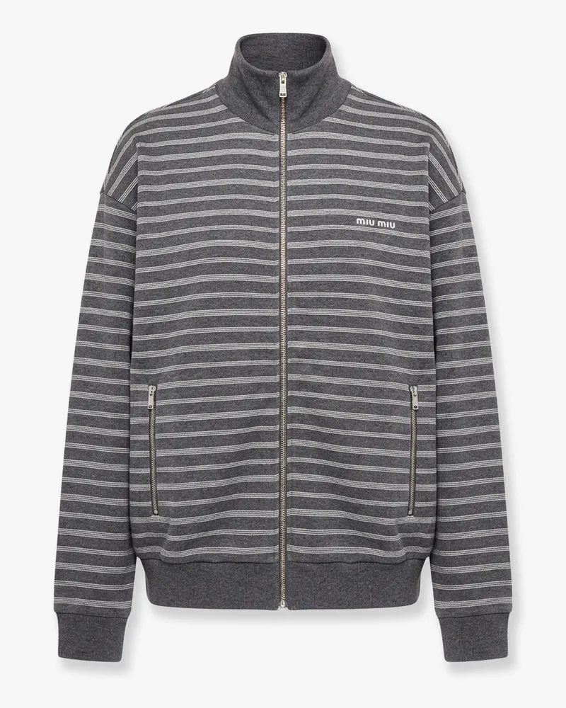 Miu Miu Striped cotton sweatshirt -  - gender_Woman Grey