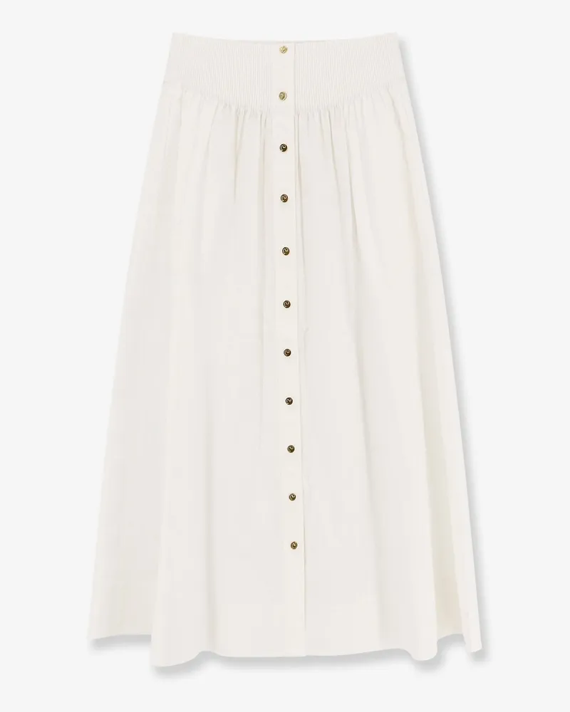 Tory Burch Cotton skirt with logoed buttons -  - gender_Woman White