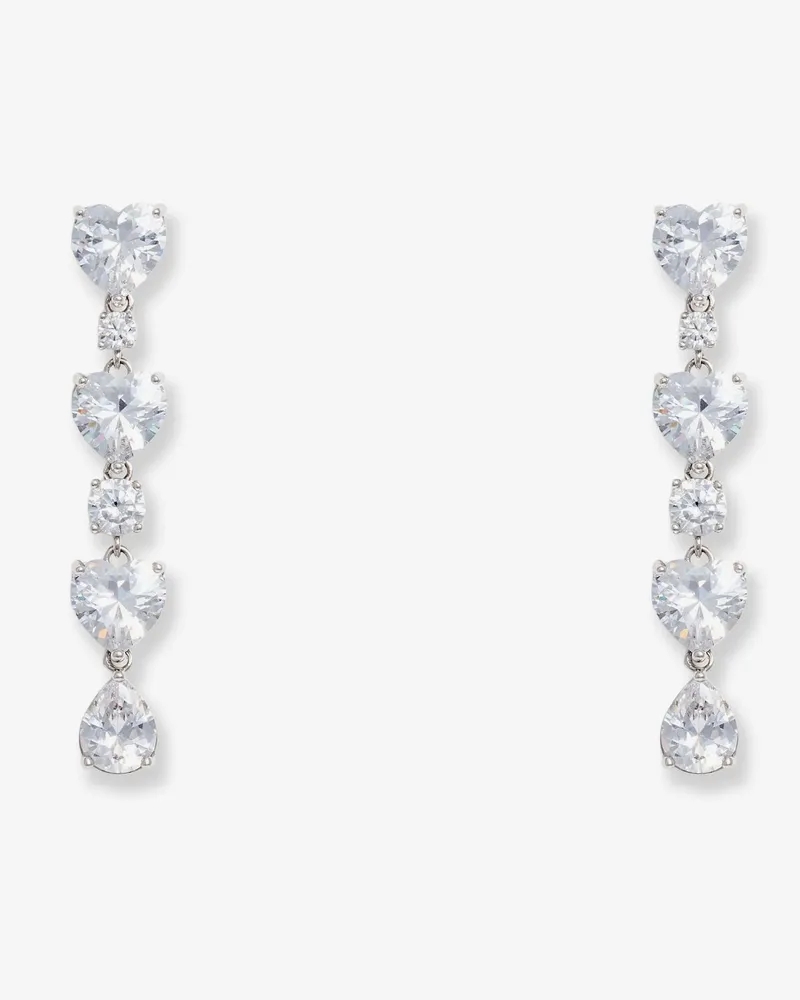 Self-Portrait Crystal Heart Tiered Earrings -  - gender_Woman Silver
