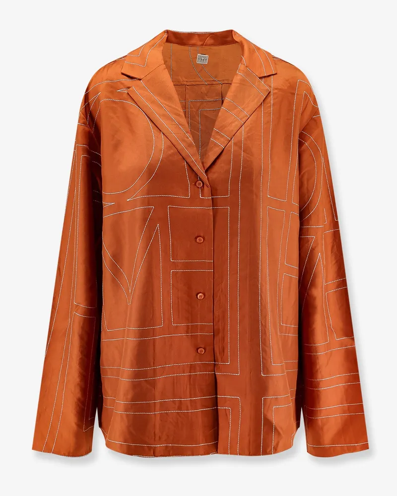 Totême Silk shirt with monogram logo embroidery -  - gender_Woman Orange