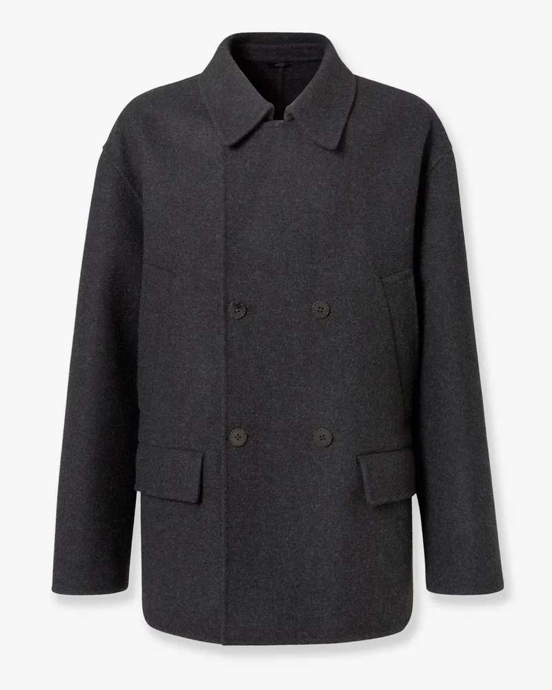 Fendi Double-breasted wool felt peacoat -  - gender_Man Grey