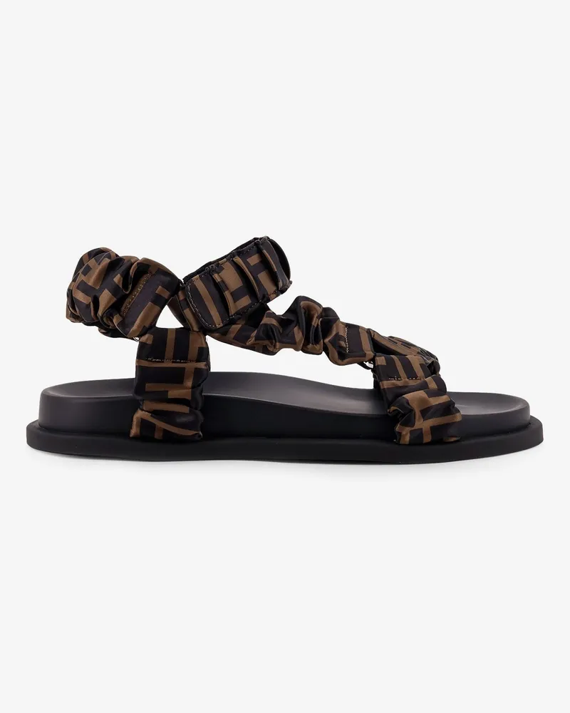 Fendi Feel sandals in elastic satin with FF motif -  - gender_Woman Brown