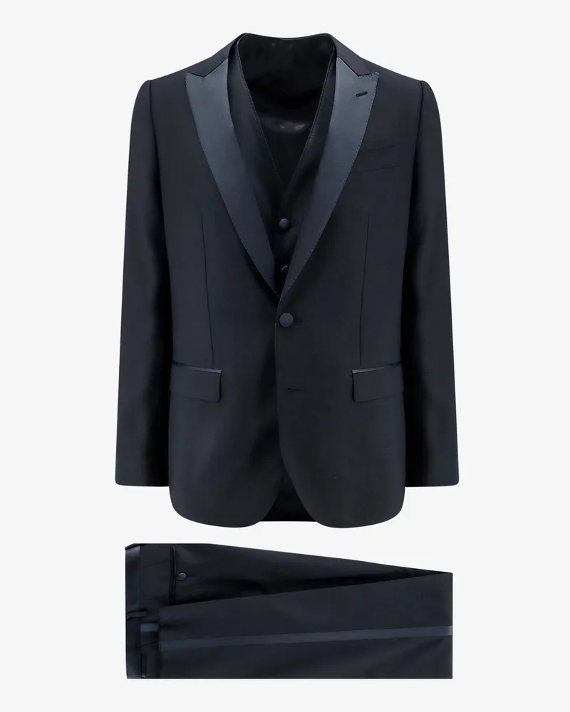 Dolce & Gabbana Virgin wool blend tuxedo with gilet and satin profiles -  - gender_Man Blue