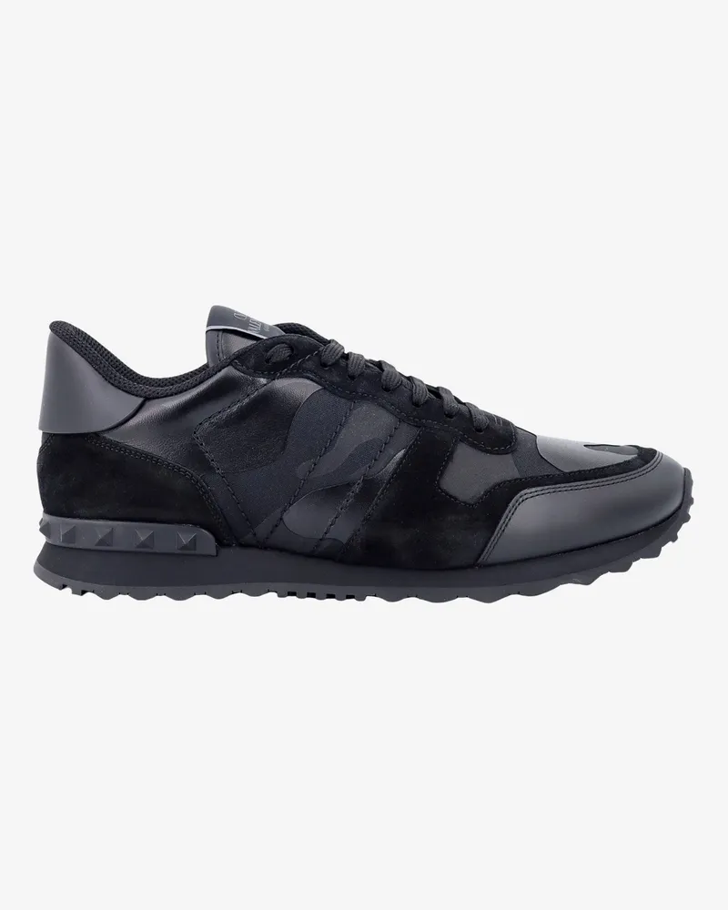 Valentino Garavani rockrunner camouflage fabric and leather sneakers - VALENTINO GARAVANI - gender_Man Black