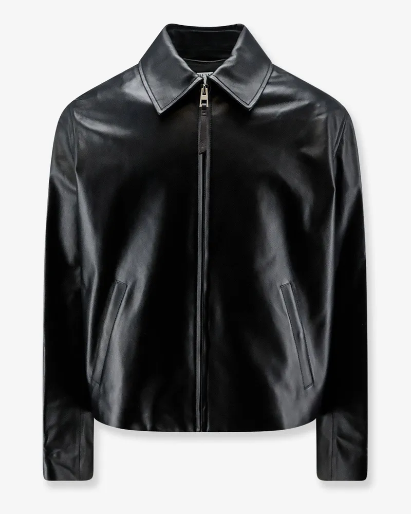 Loewe Leather jacket with back logo patch -  - gender_Man Black