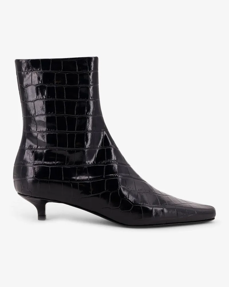 Totême Pointed-toe ankle boots with crocodile effect -  - gender_Woman Black