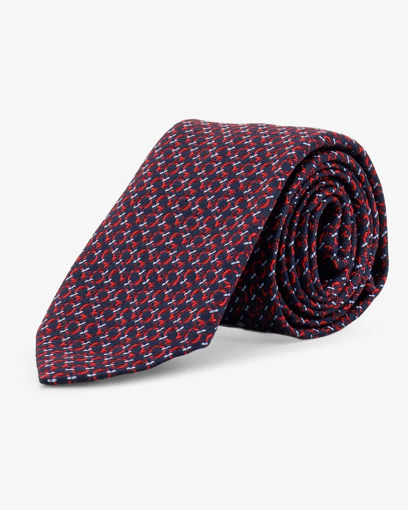 Ferragamo Crema silk tie with Intreccio print -  - gender_Man Red