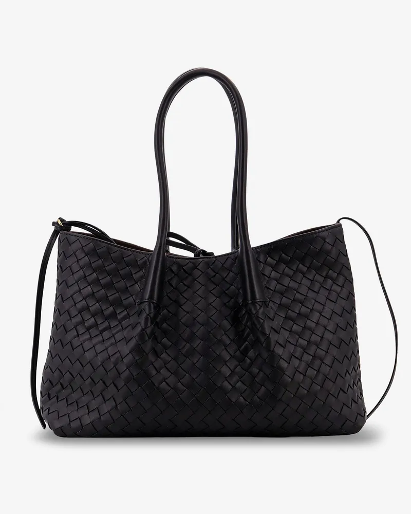 Bottega Veneta Pinacoteca leather handbag with Intrecciato motif -  - gender_Woman Black