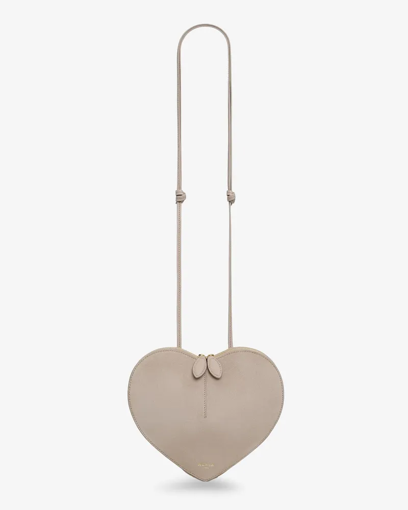 Alaïa Le Coeur suede and leather crossbody bag -  - gender_Woman Beige