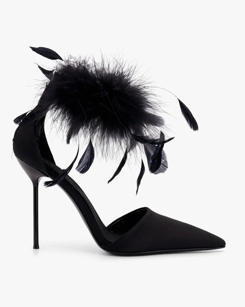 Paris Texas Lidia satin sandals with feather detail -  - gender_Woman Black